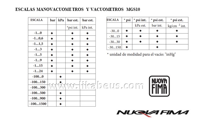 Manómetros de tubo Bourdon MGS10 DN63 NUOVA FIMA - Imagen 3